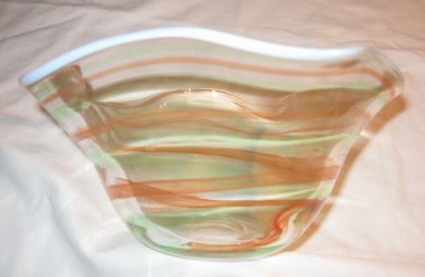Bowl with orange and green trails